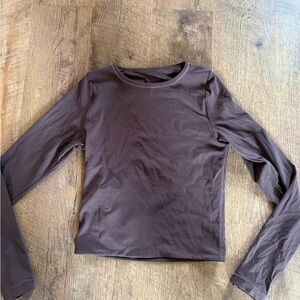 Classic Crewneck Long Sleeve Top in Chocolate Brown